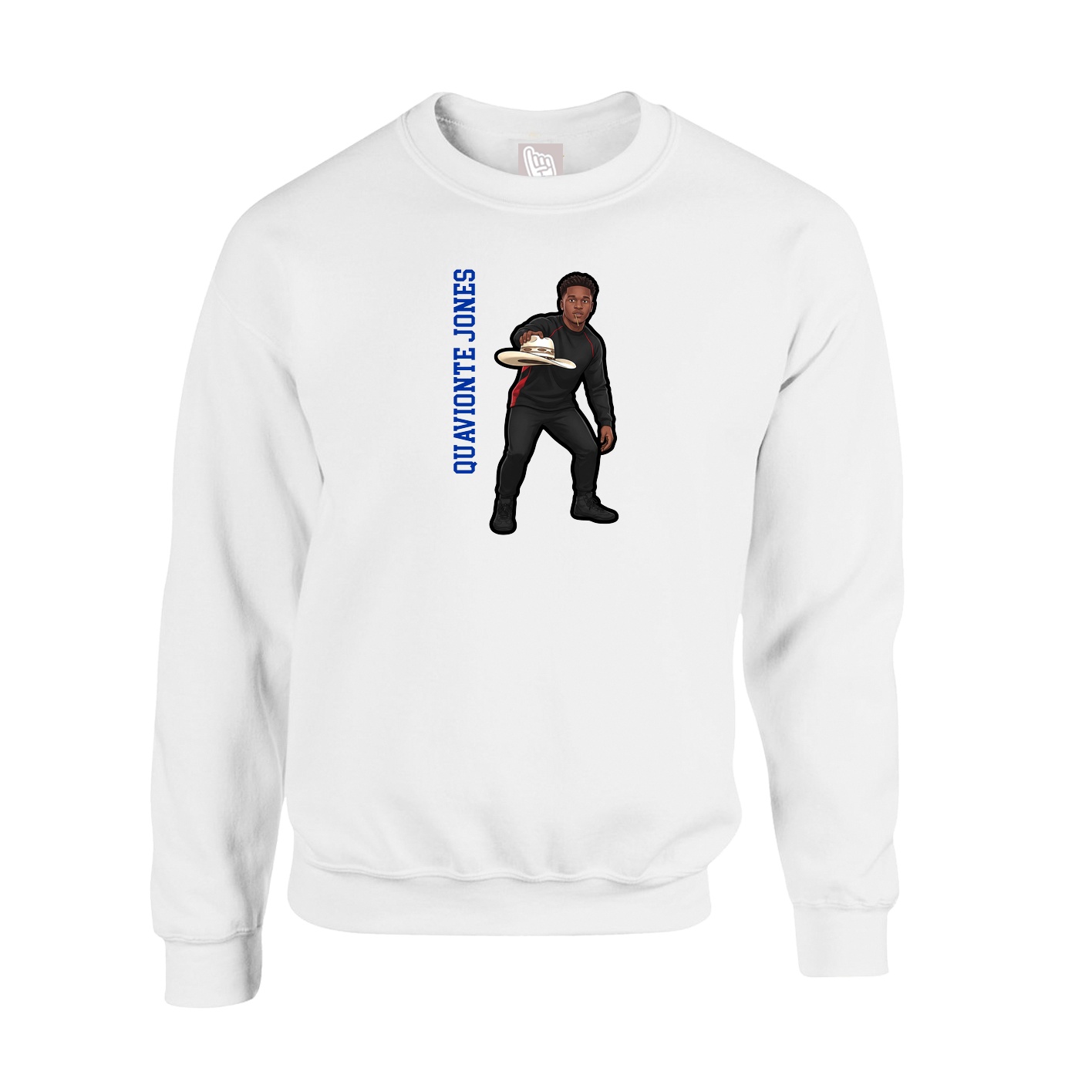Fleece Crew — Name Vertical in White