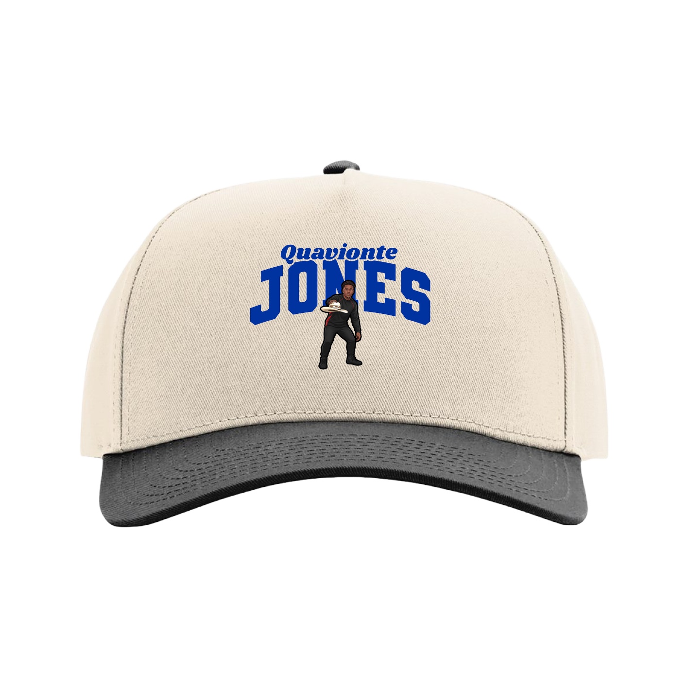 Full Fabric Five-Panel Champ Cap — Signature Arch in Cream/Black
