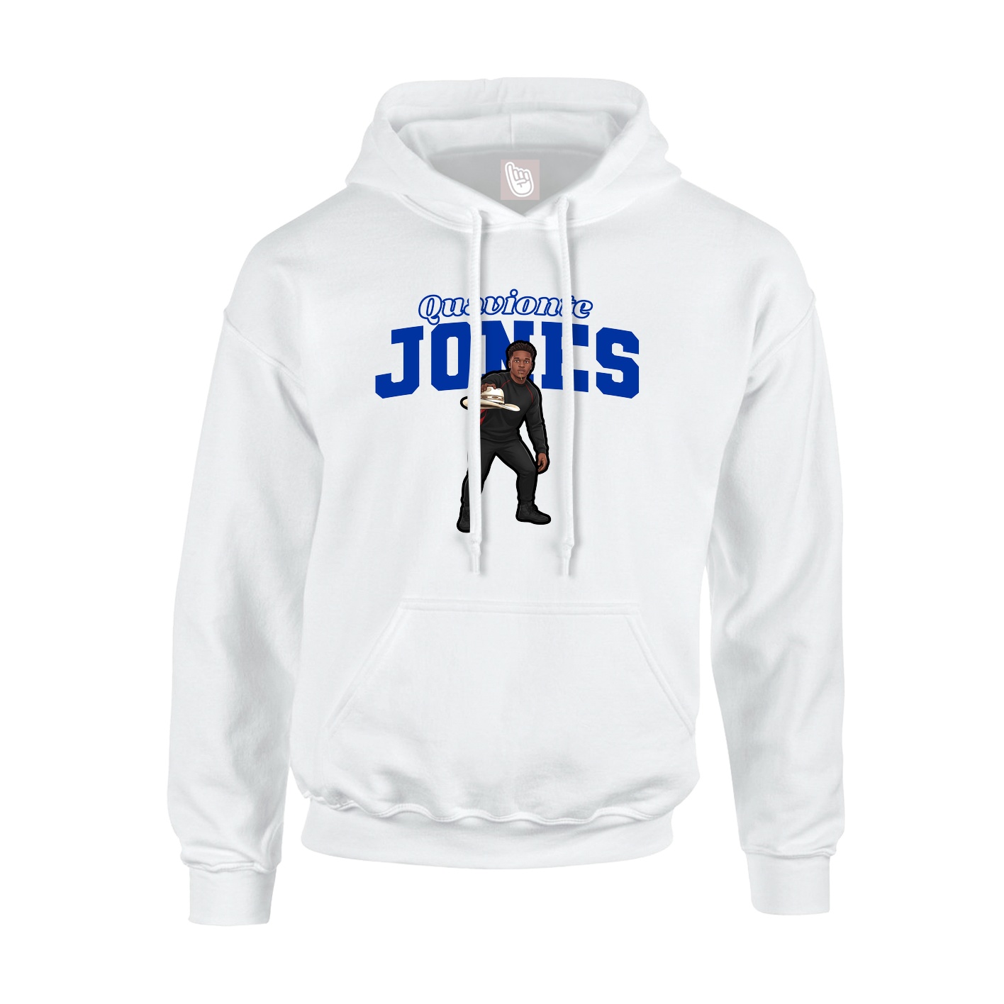 Youth Hoodie — Name Arch in White