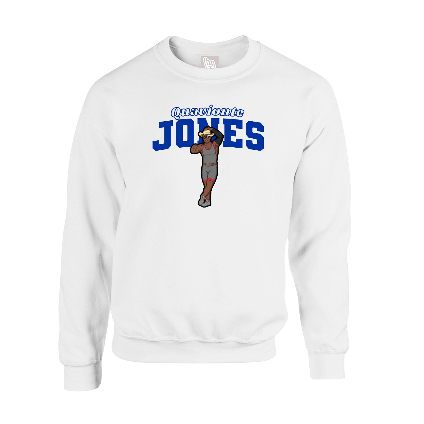 Fleece Crew — Name Arch in White