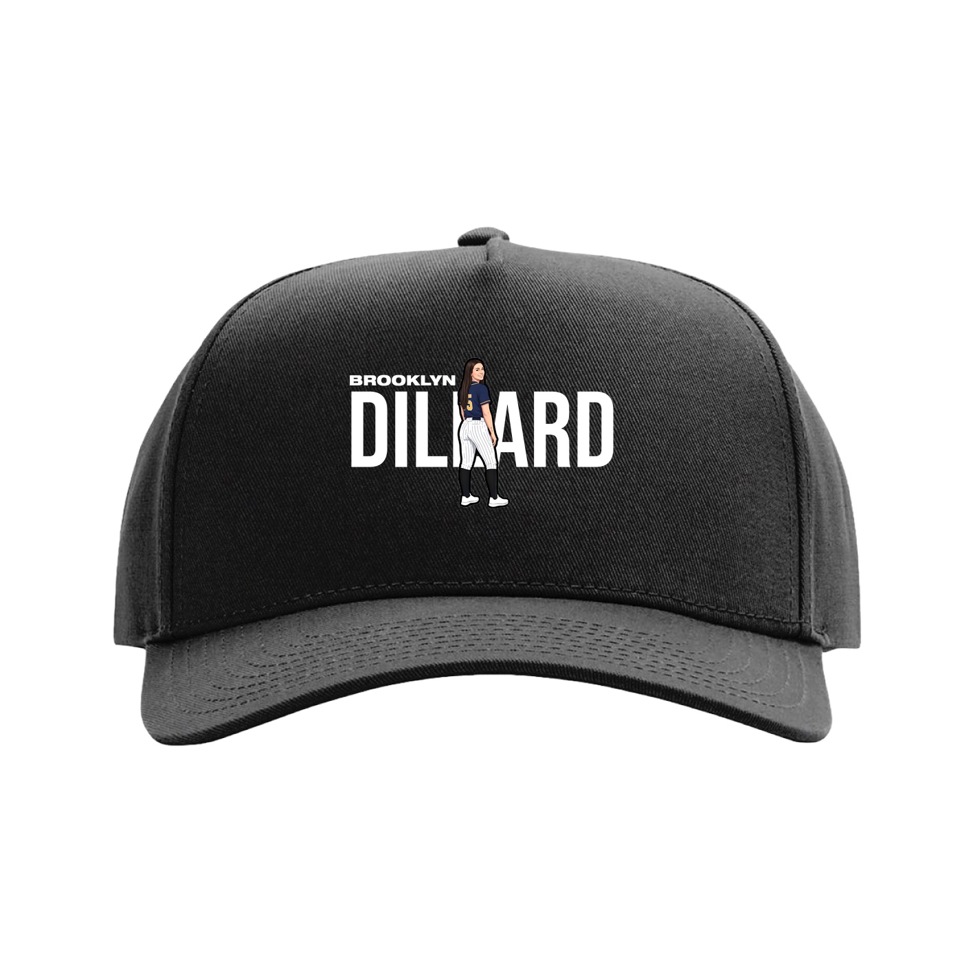 Full Fabric Five-Panel Champ Cap — Player Name in Black