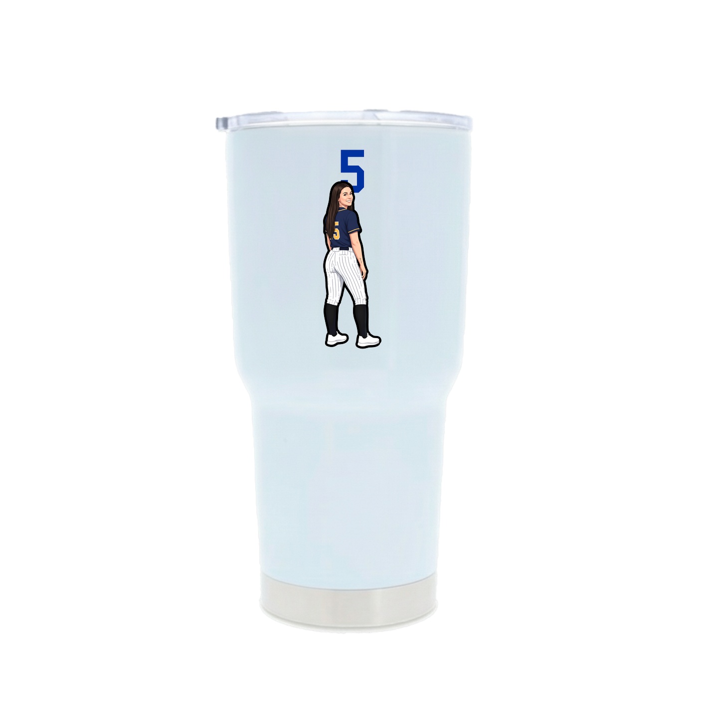 30oz Stainless Steel Tumbler — Number Top in White