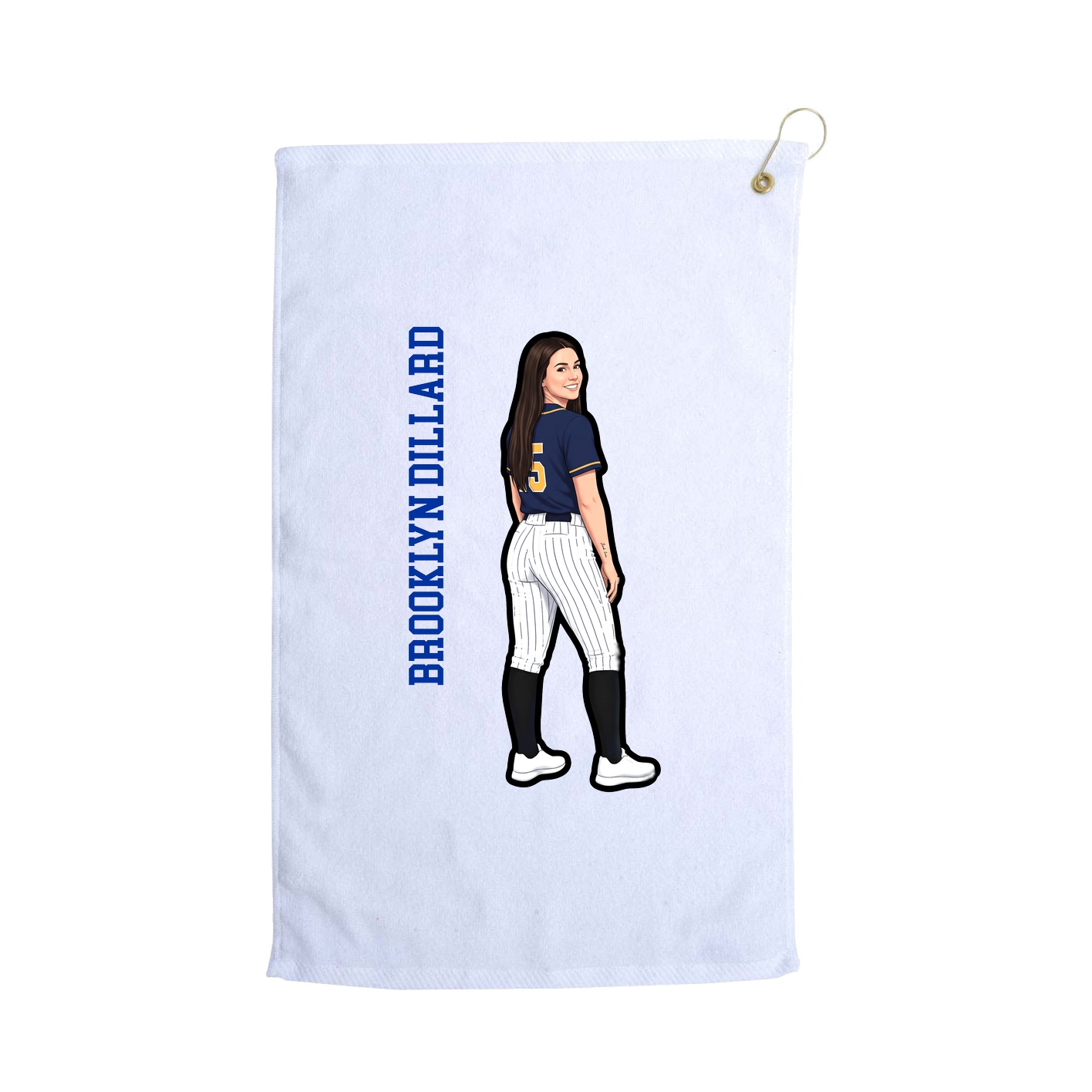 Golf Towel — Name Vertical in White