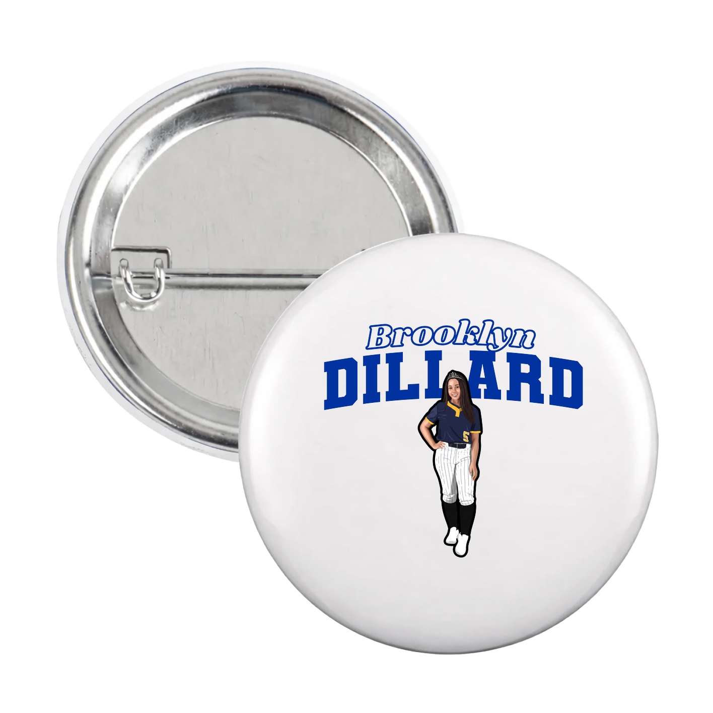 Game Day Button — Name Arch in White