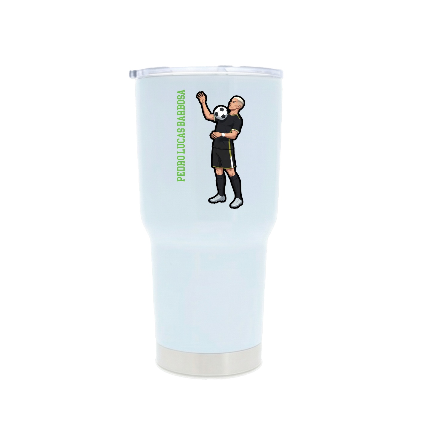 30oz Stainless Steel Tumbler — Name Vertical in White