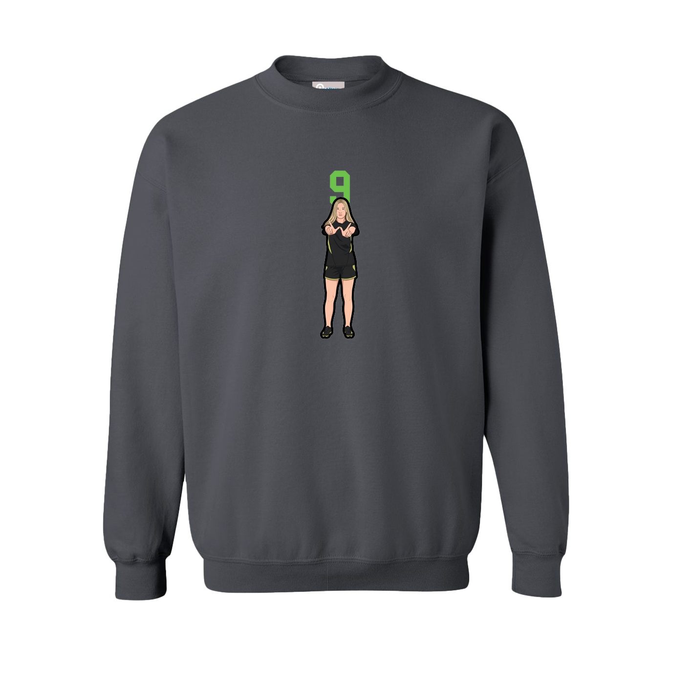 Fleece Crew — Number Top in Grey