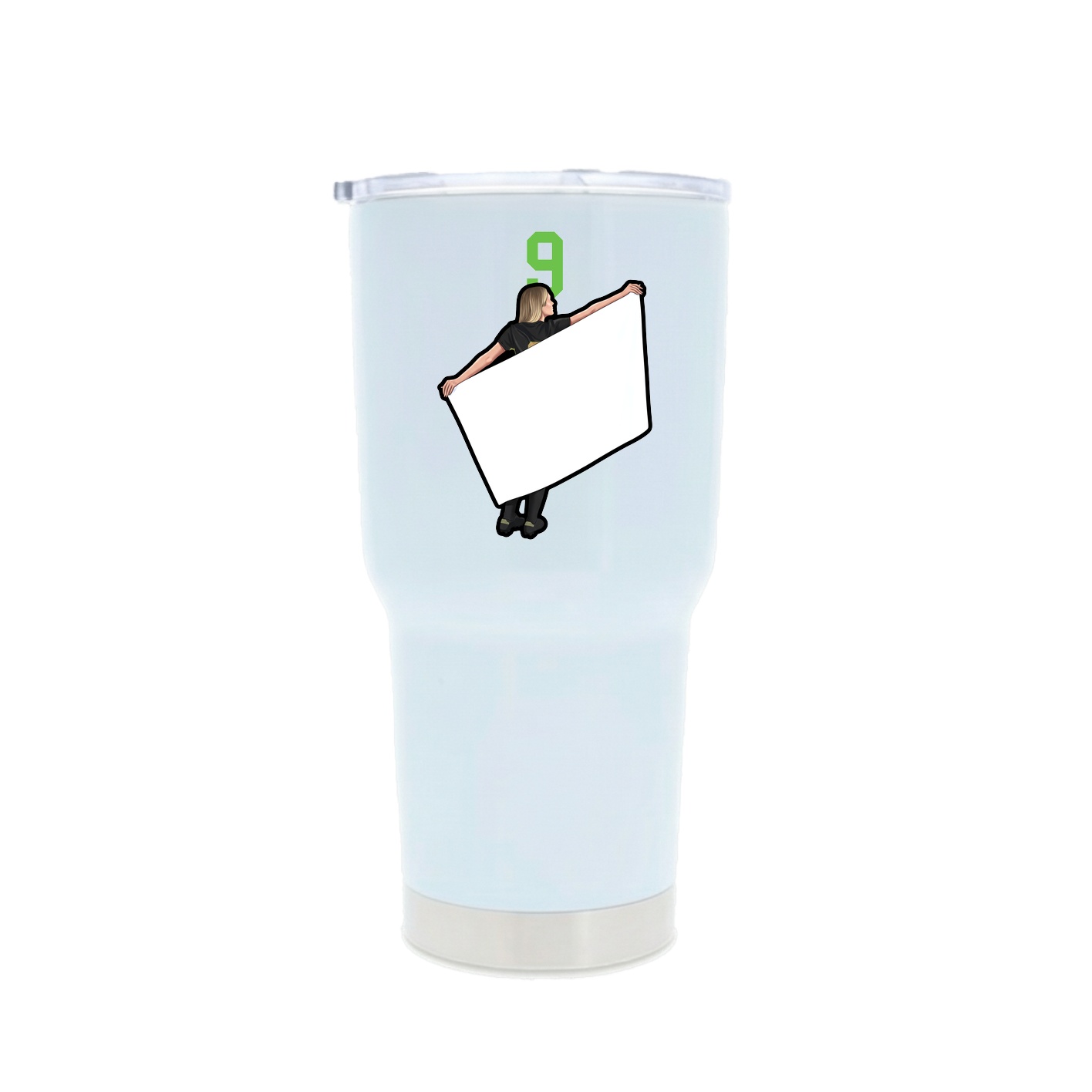 30oz Stainless Steel Tumbler — Number Top in White