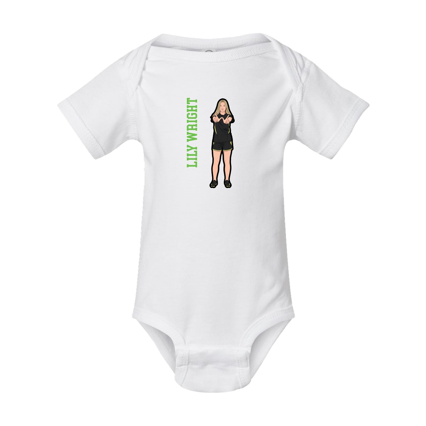 Baby Onesie — Name Vertical in White