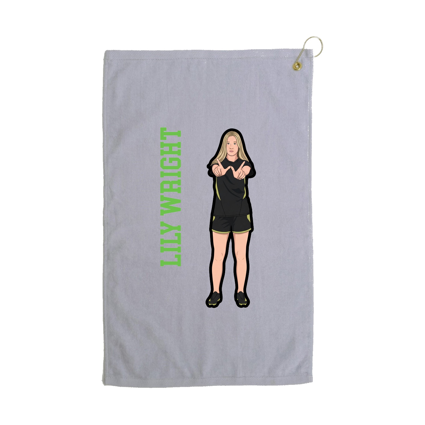 Golf Towel — Name Vertical in Grey