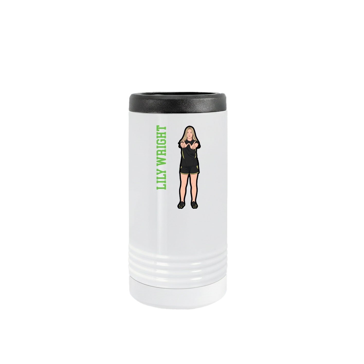 Slim Beverage Holder — Name Vertical in White