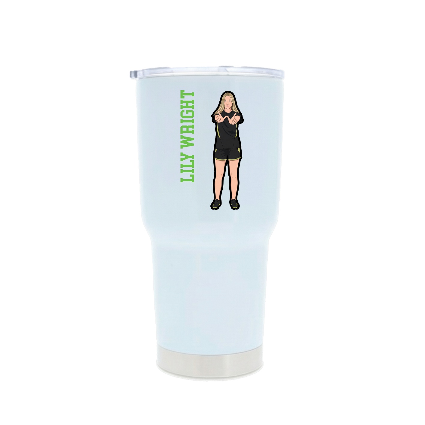 30oz Stainless Steel Tumbler — Name Vertical in White