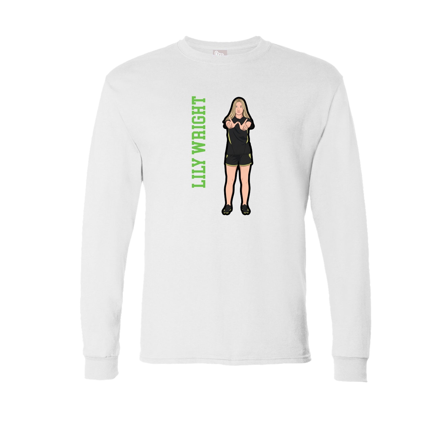 Long Sleeve Tee — Name Vertical in White