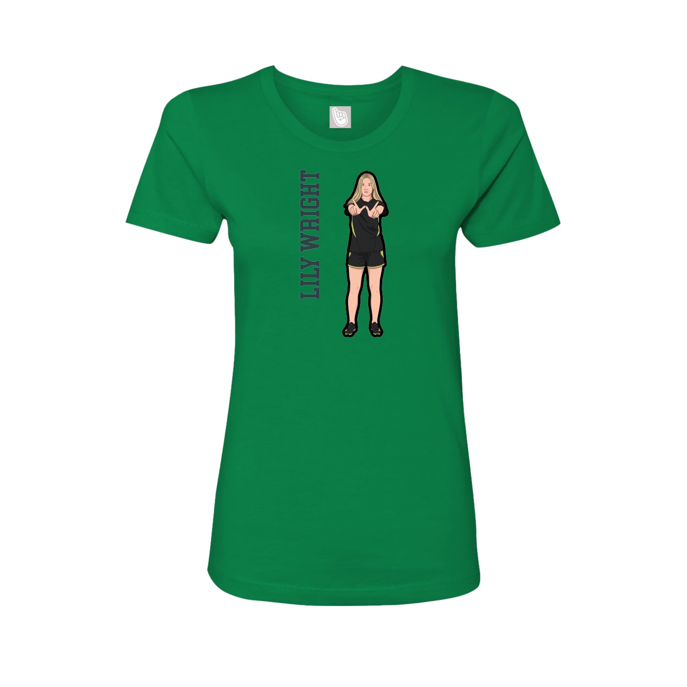 Fitted Women's Tee — Name Vertical in Green