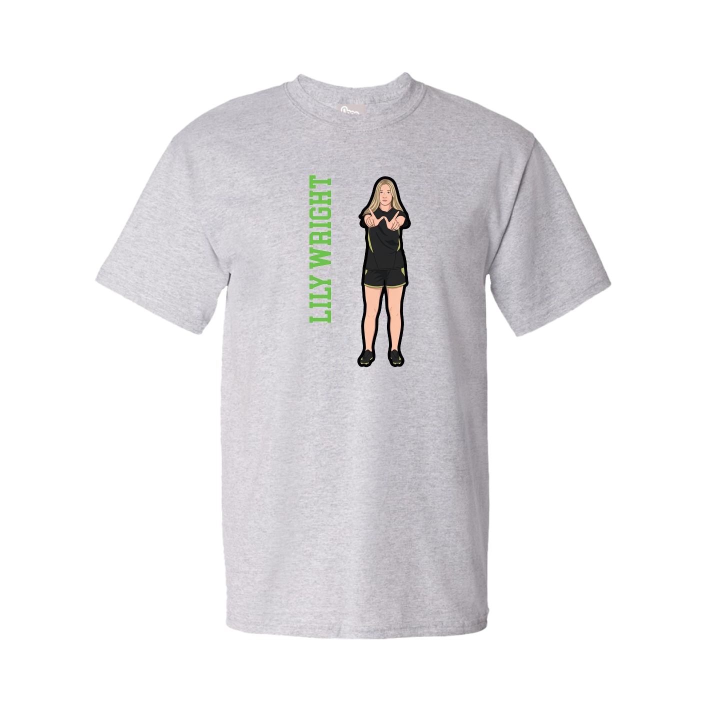Youth Tee — Name Vertical in Grey