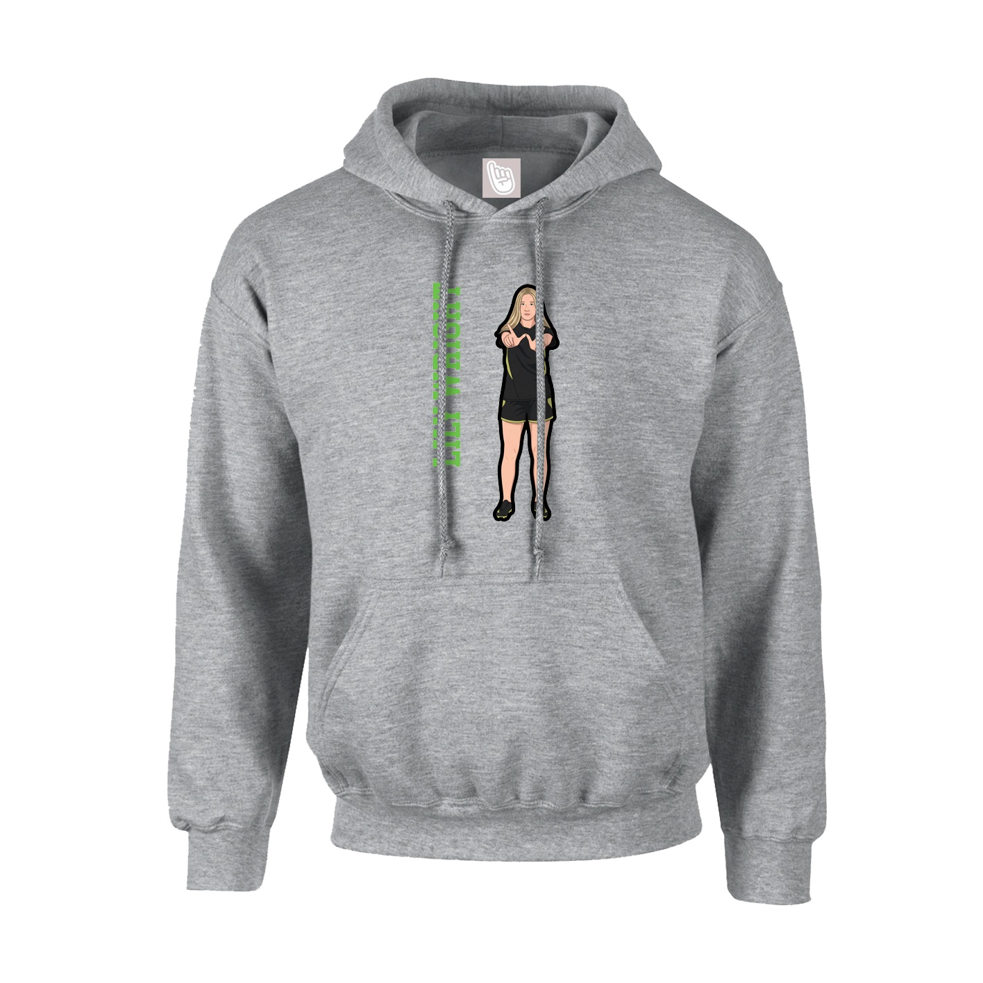 Youth Hoodie — Name Vertical in Grey