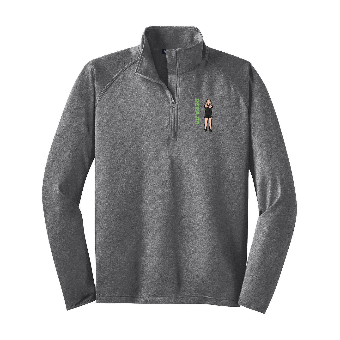 Q-Zip Pullover — Name Vertical in Grey