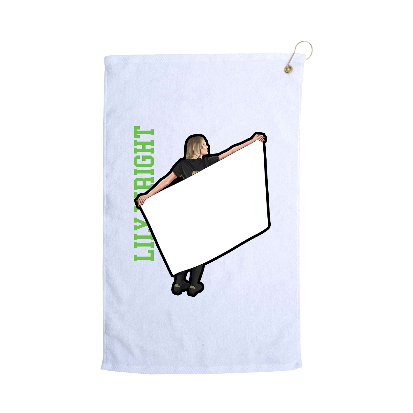 Golf Towel — Name Vertical in White