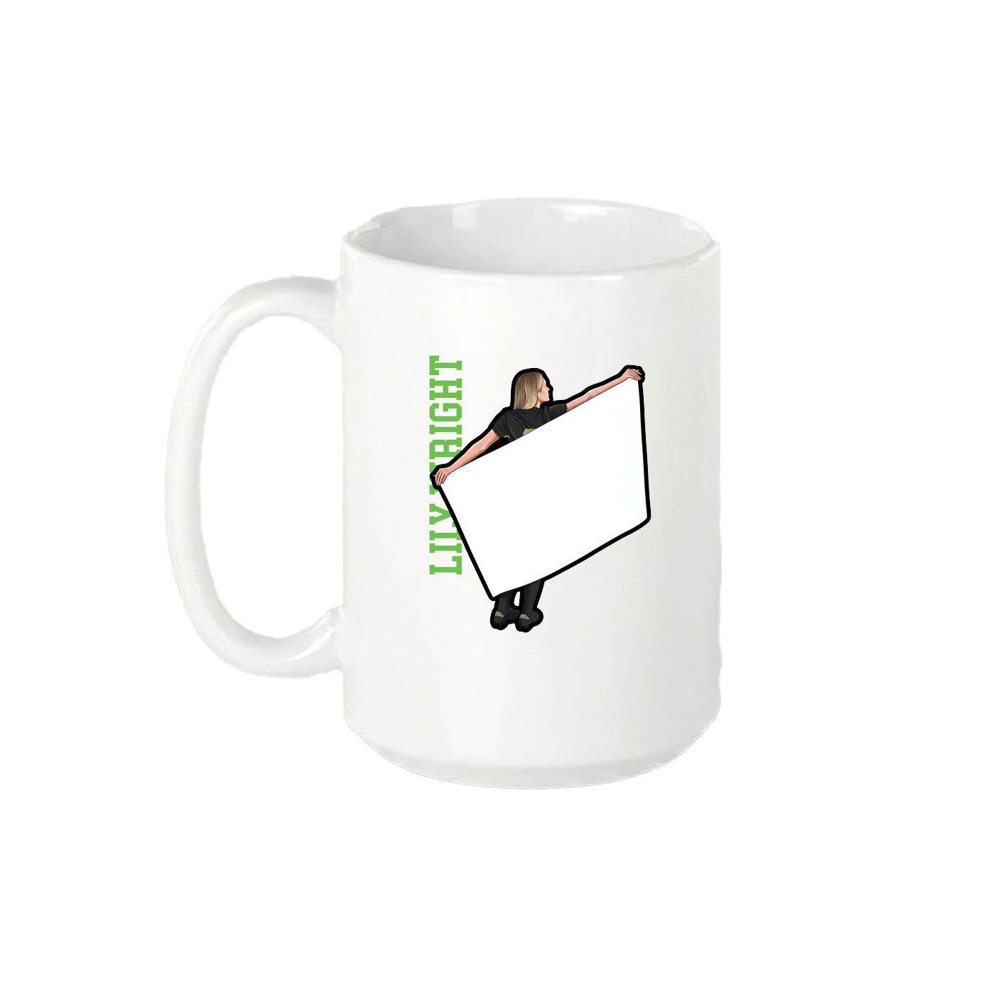 15oz Coffee Mug — Name Vertical in White