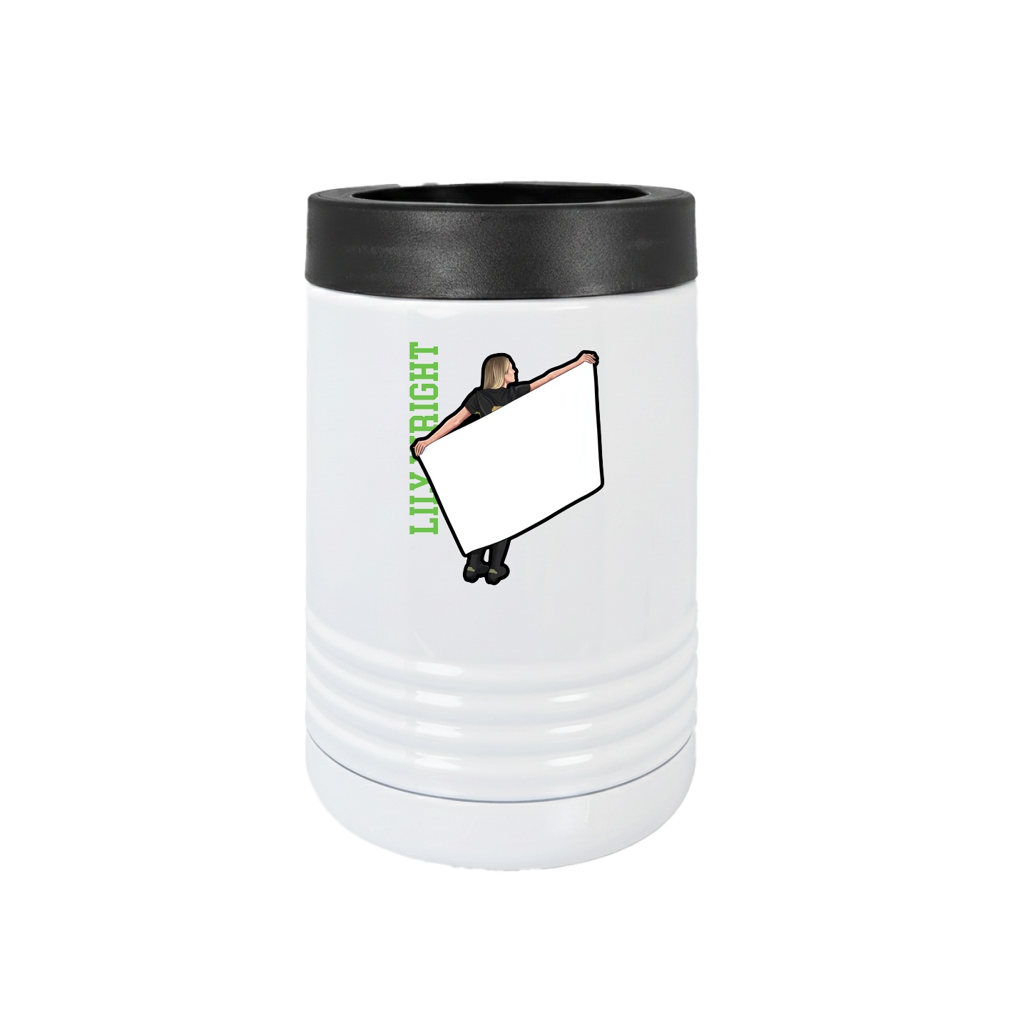 Beverage Holder — Name Vertical in White