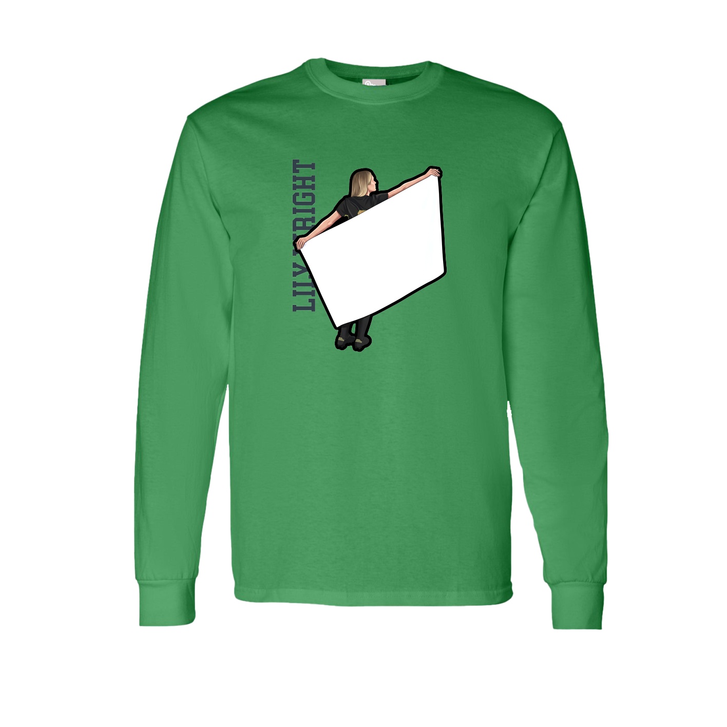Long Sleeve Tee — Name Vertical in Green