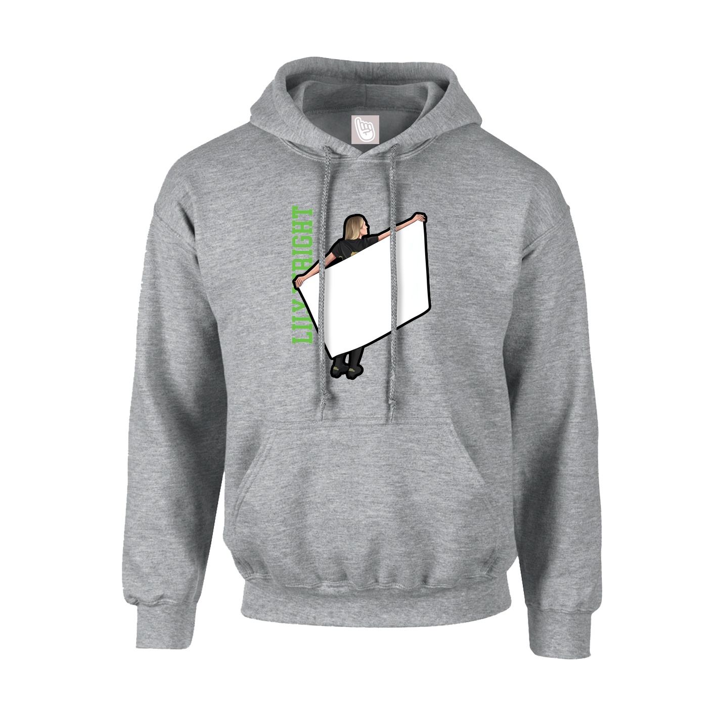 Hoodie — Name Vertical in Grey