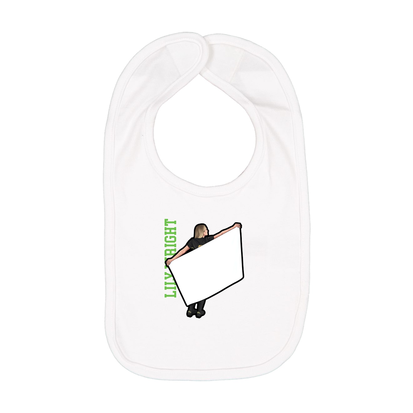 Infant Bib — Name Vertical in White