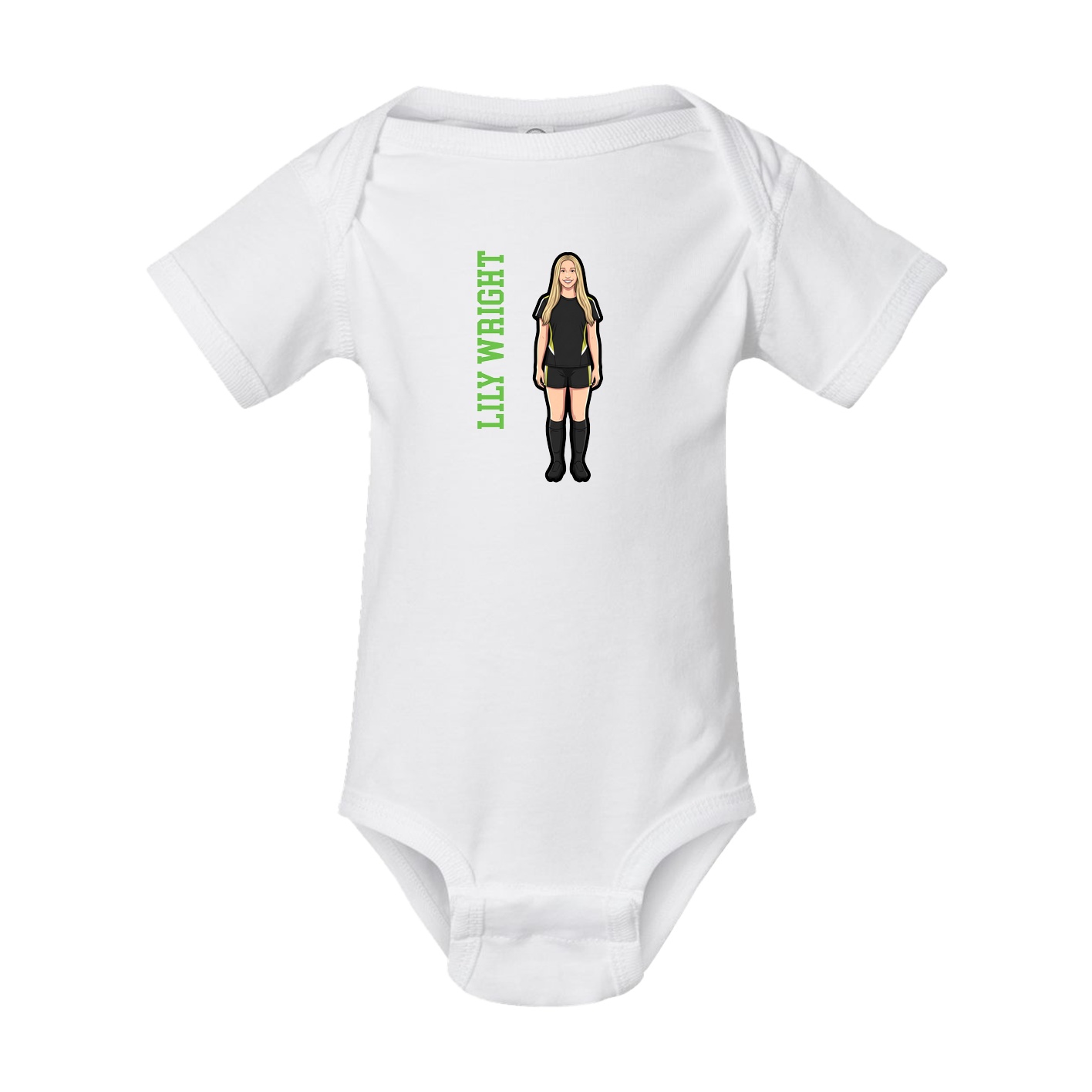 Baby Onesie — Name Vertical in White
