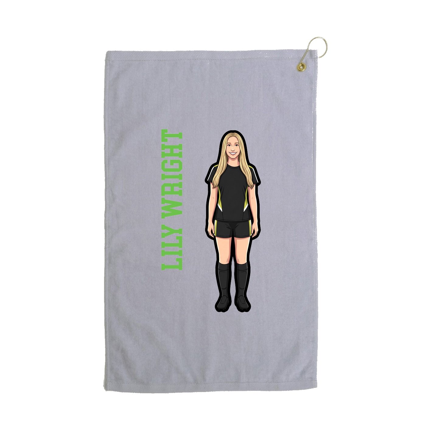 Golf Towel — Name Vertical in Grey