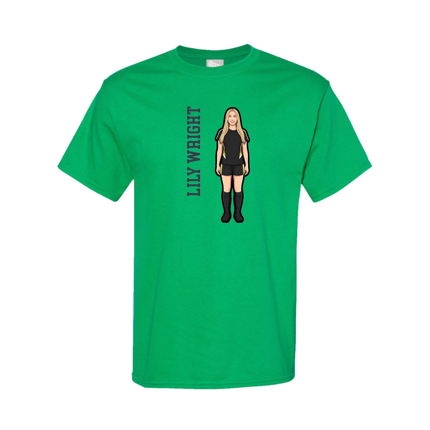 Youth Tee — Name Vertical in Green