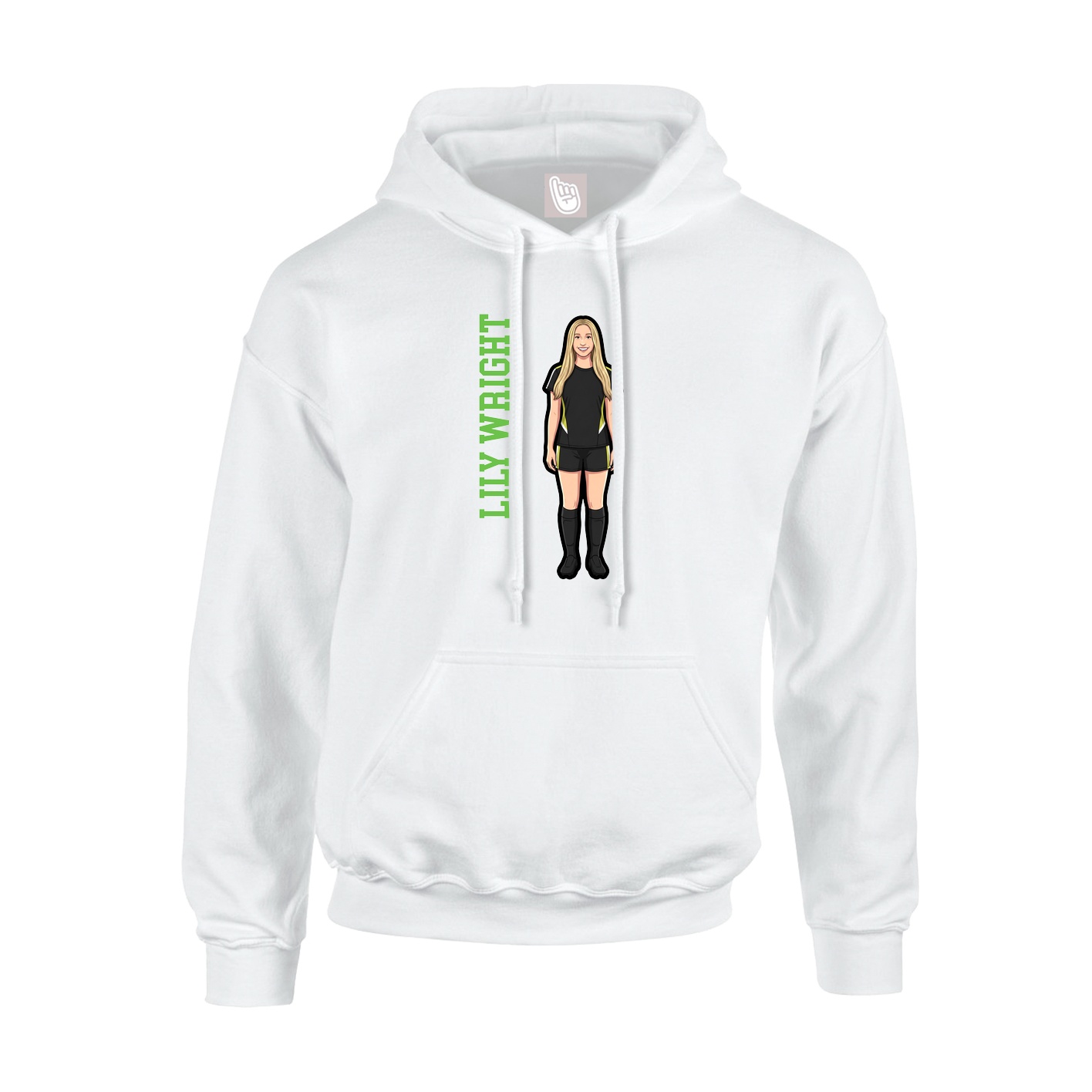 Youth Hoodie — Name Vertical in White