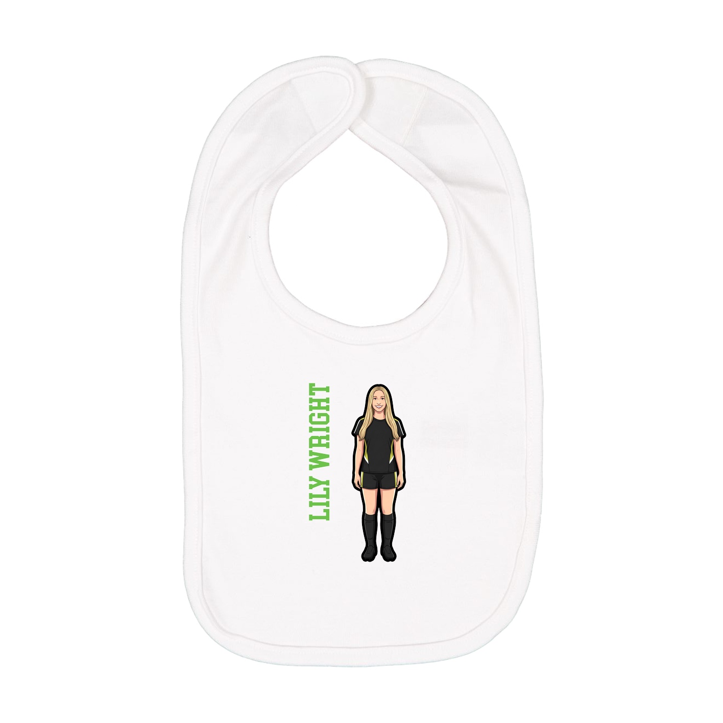 Infant Bib — Name Vertical in White