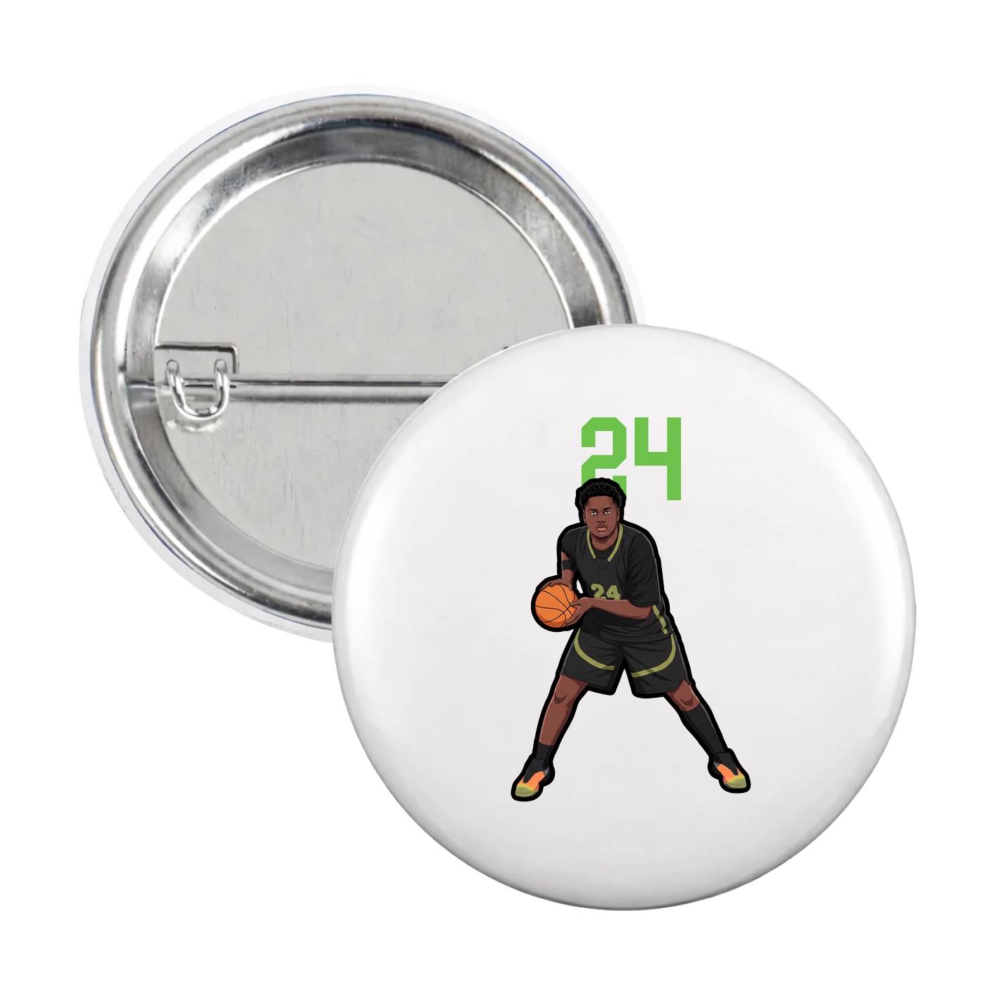 Game Day Button — Number Top in White