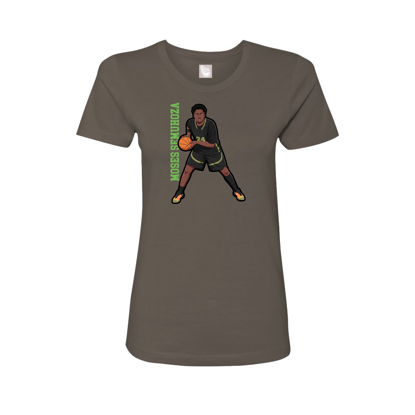 Fitted Women's Tee — Name Vertical in Grey