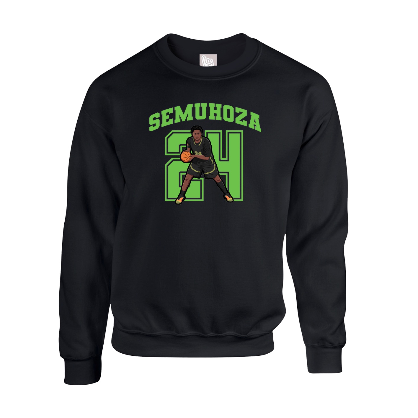 Fleece Crew — Number in Black