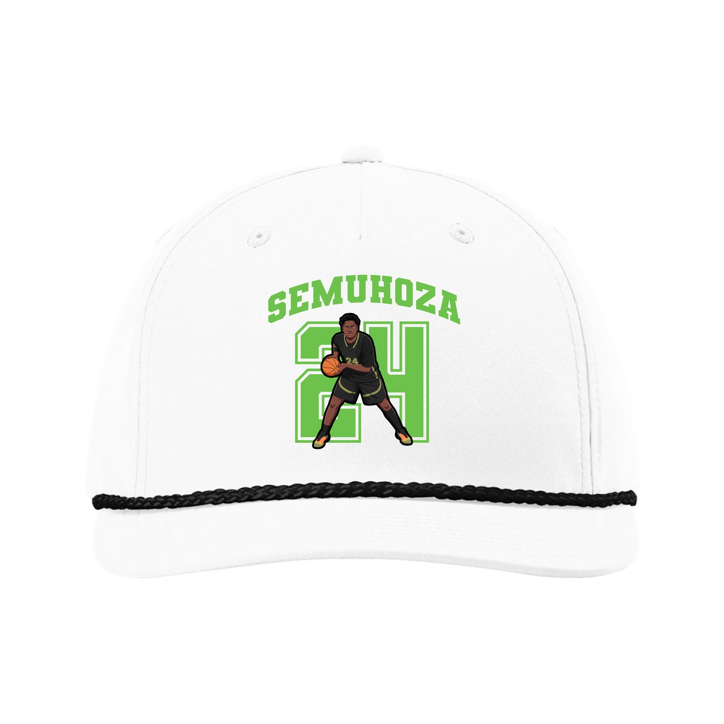 Five-Panel Classic Rope Cap — Number in White