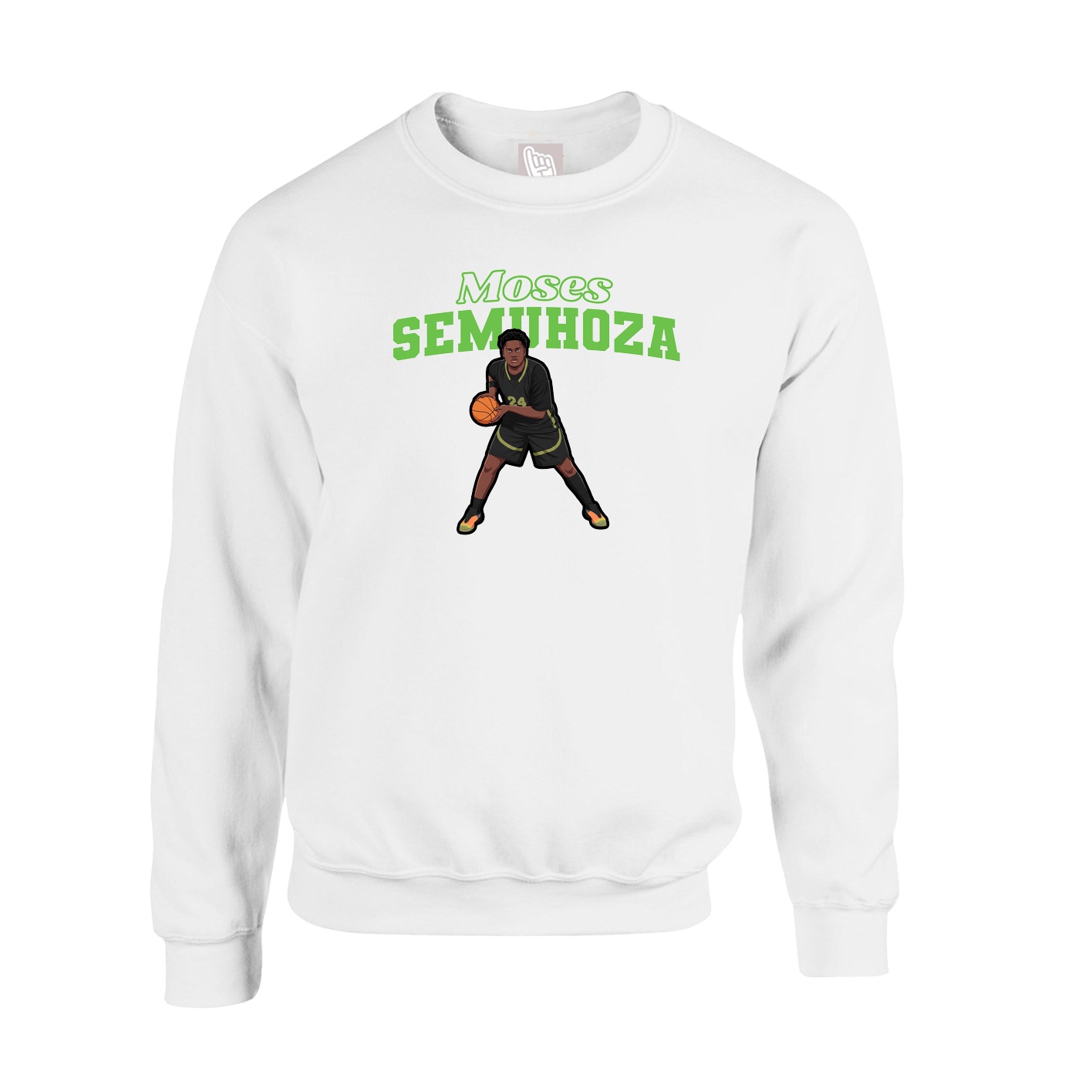 Fleece Crew — Name Arch in White