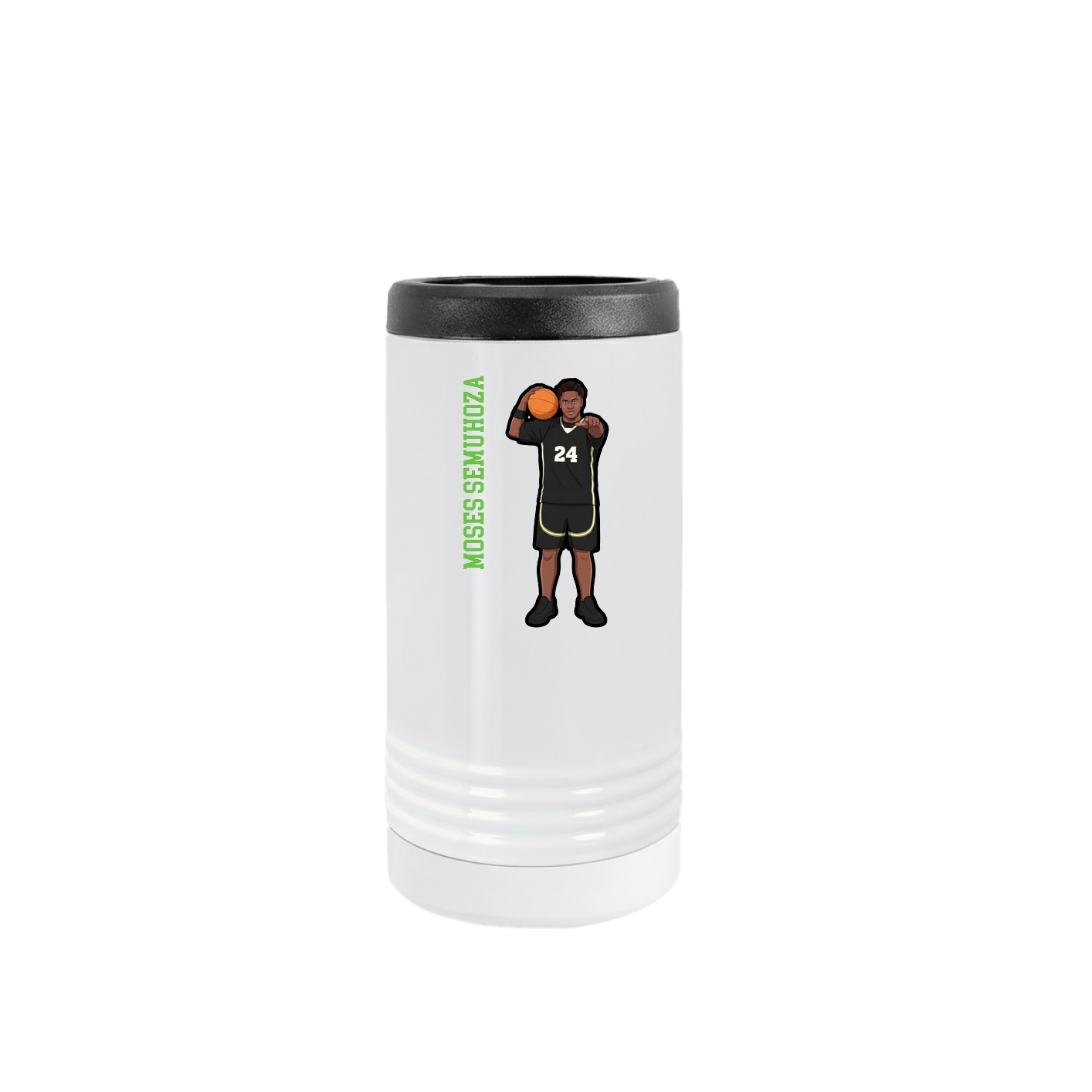 Slim Beverage Holder — Name Vertical in White