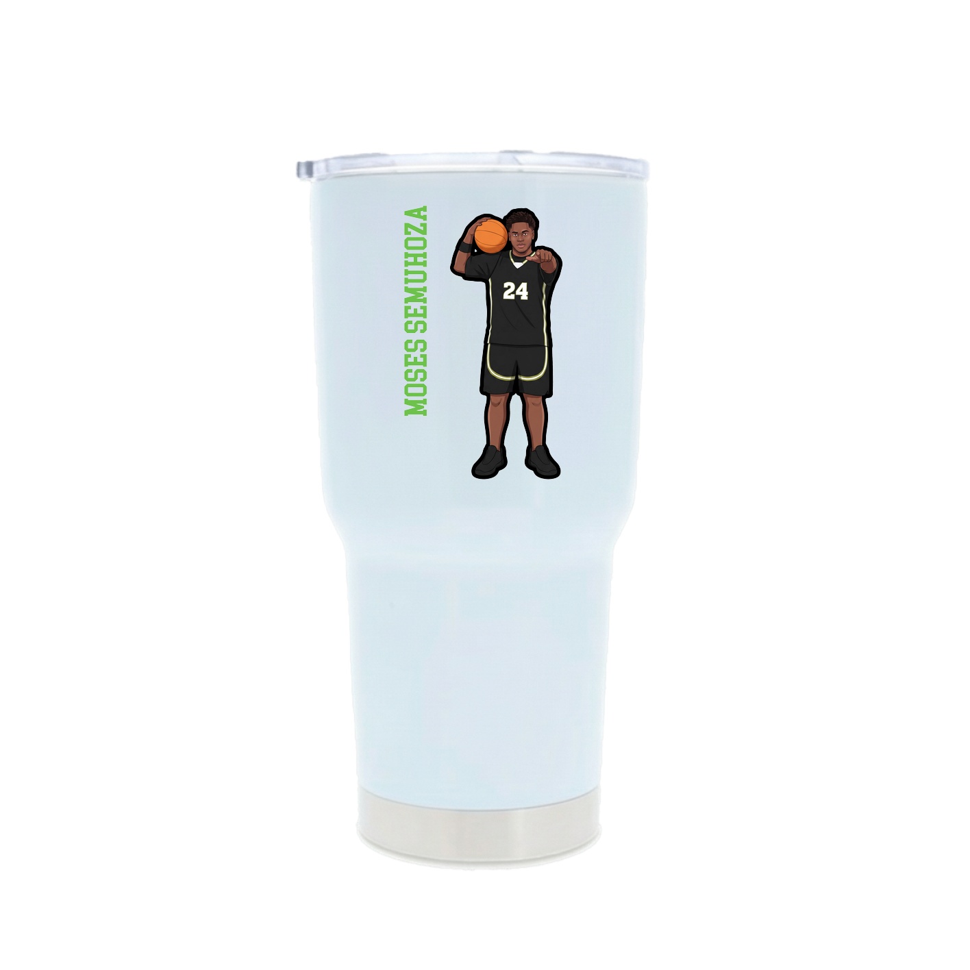 30oz Stainless Steel Tumbler — Name Vertical in White