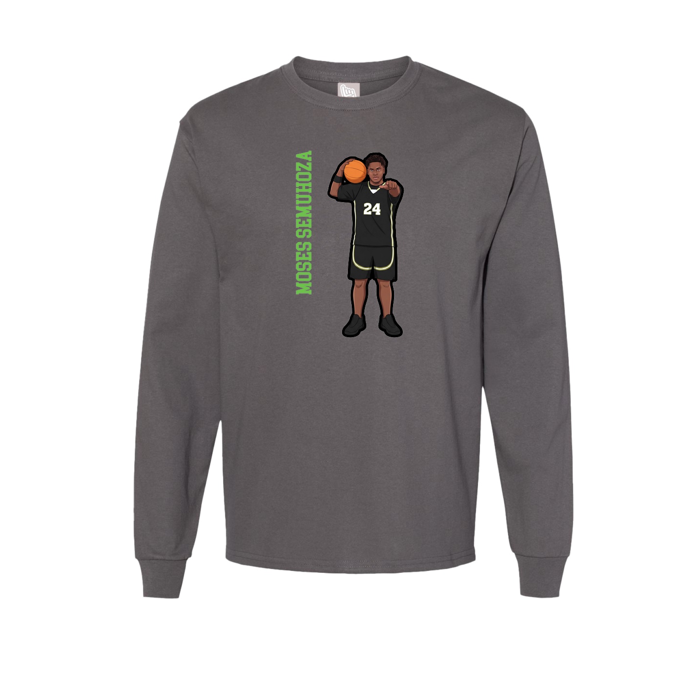 Long Sleeve Tee — Name Vertical in Grey