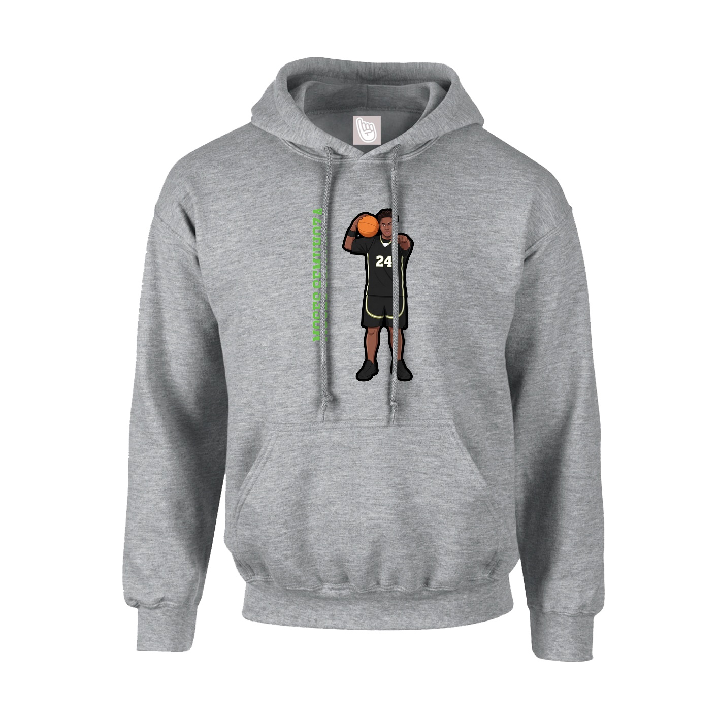 Youth Hoodie — Name Vertical in Grey
