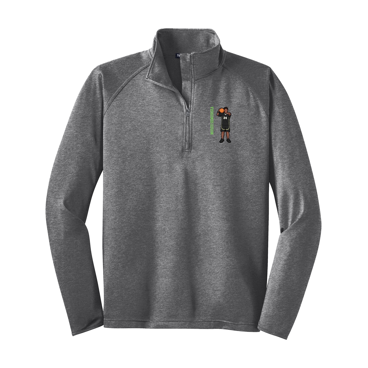 Q-Zip Pullover — Name Vertical in Grey
