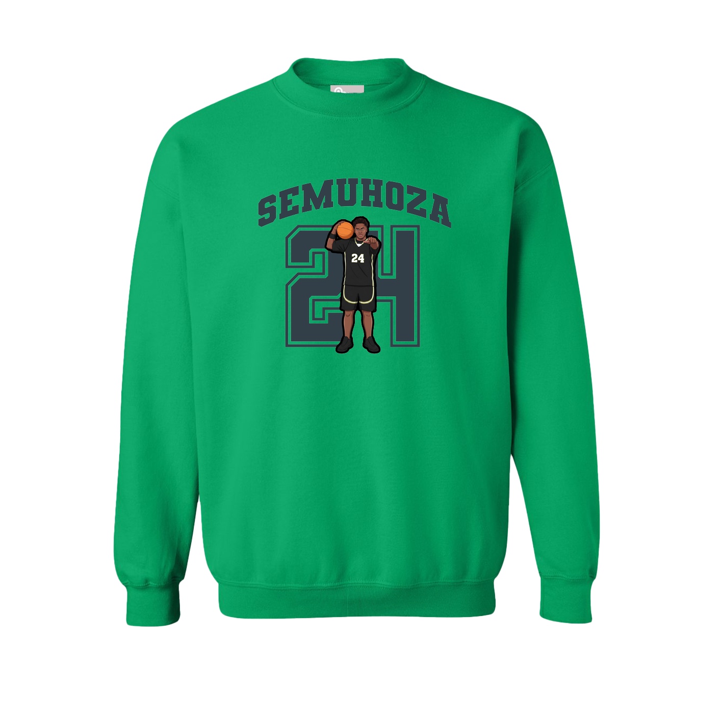 Fleece Crew — Number in Green