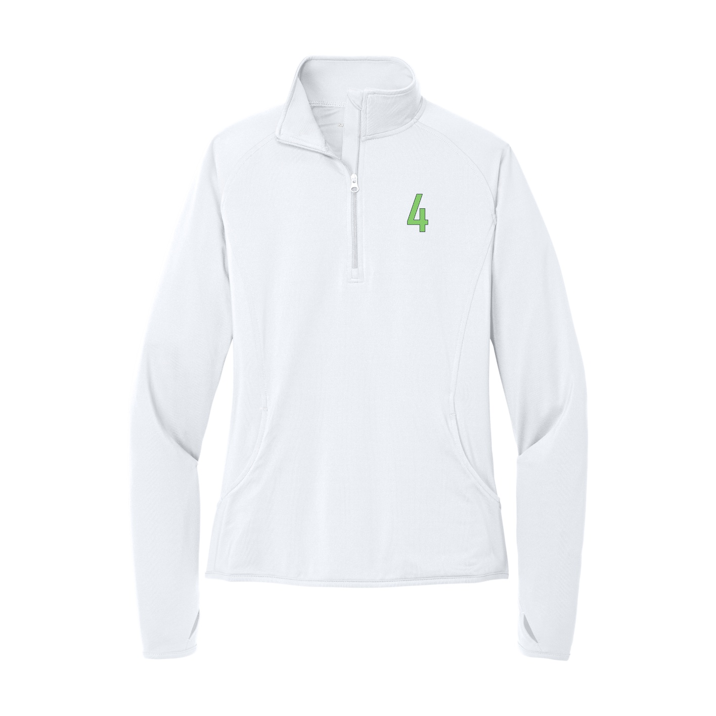 Women's Q-Zip Pullover — Front Shirsy in White
