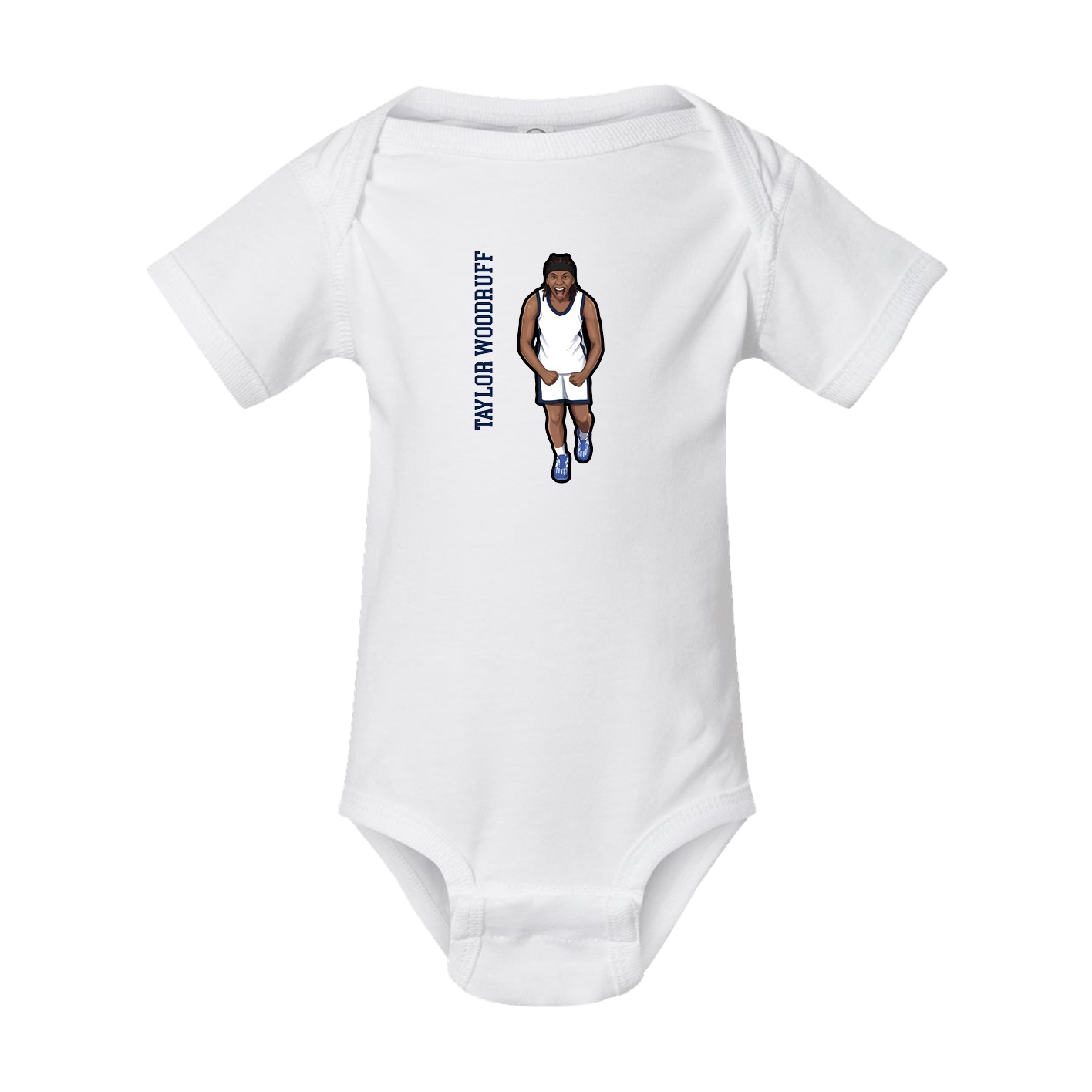 Baby Onesie — Name Vertical in White