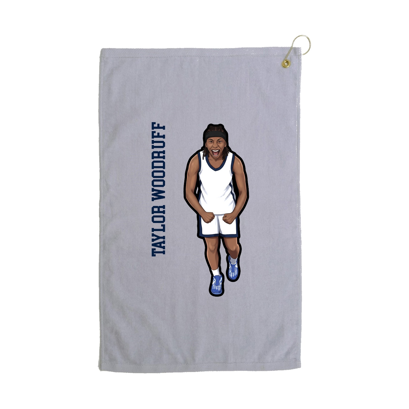 Golf Towel — Name Vertical in Grey