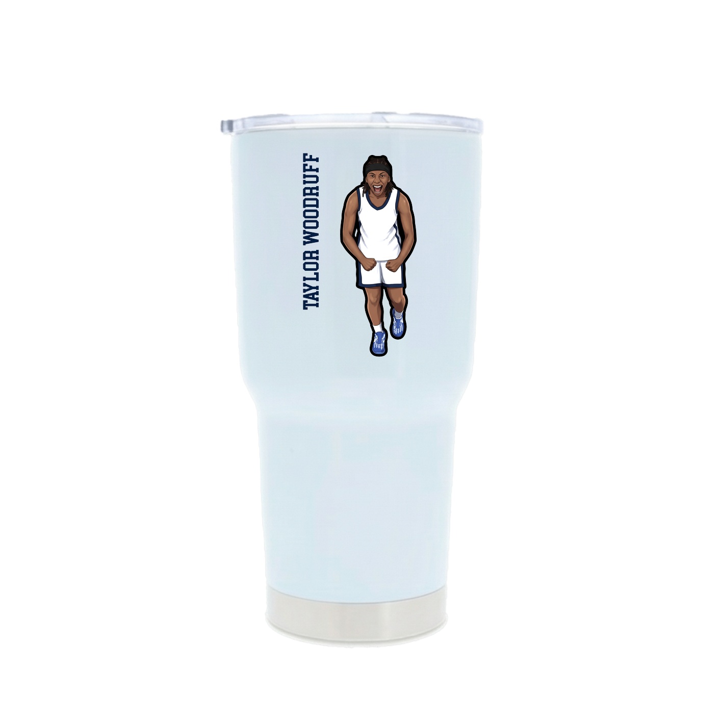30oz Stainless Steel Tumbler — Name Vertical in White