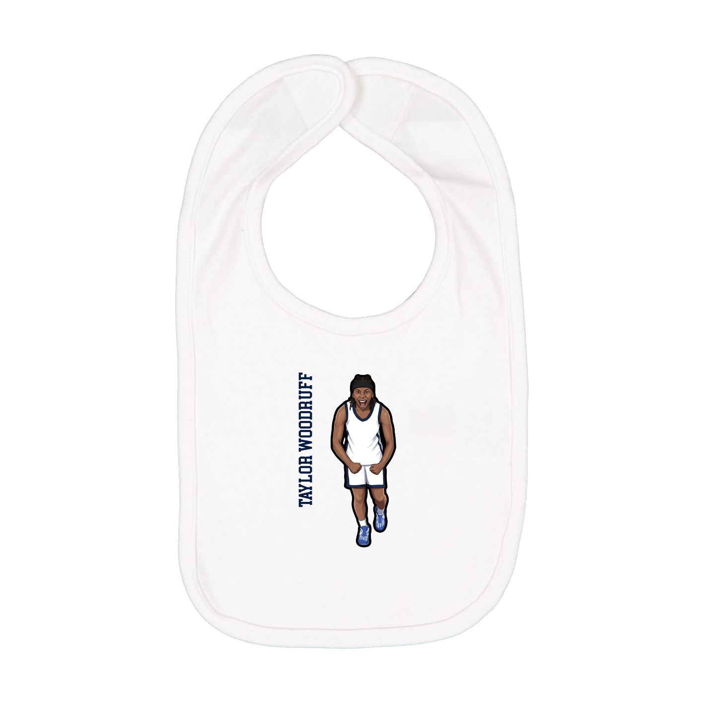 Infant Bib — Name Vertical in White