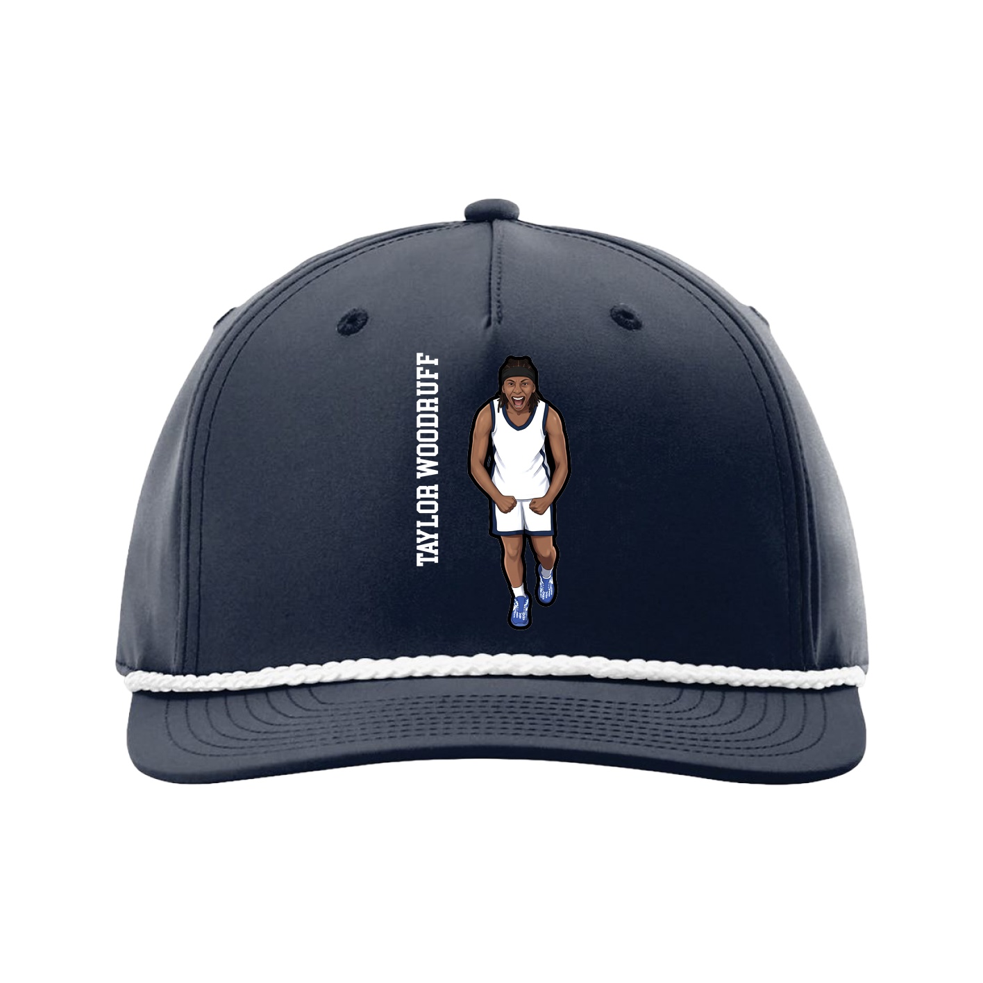 Five-Panel Classic Rope Cap — Name Vertical in Navy