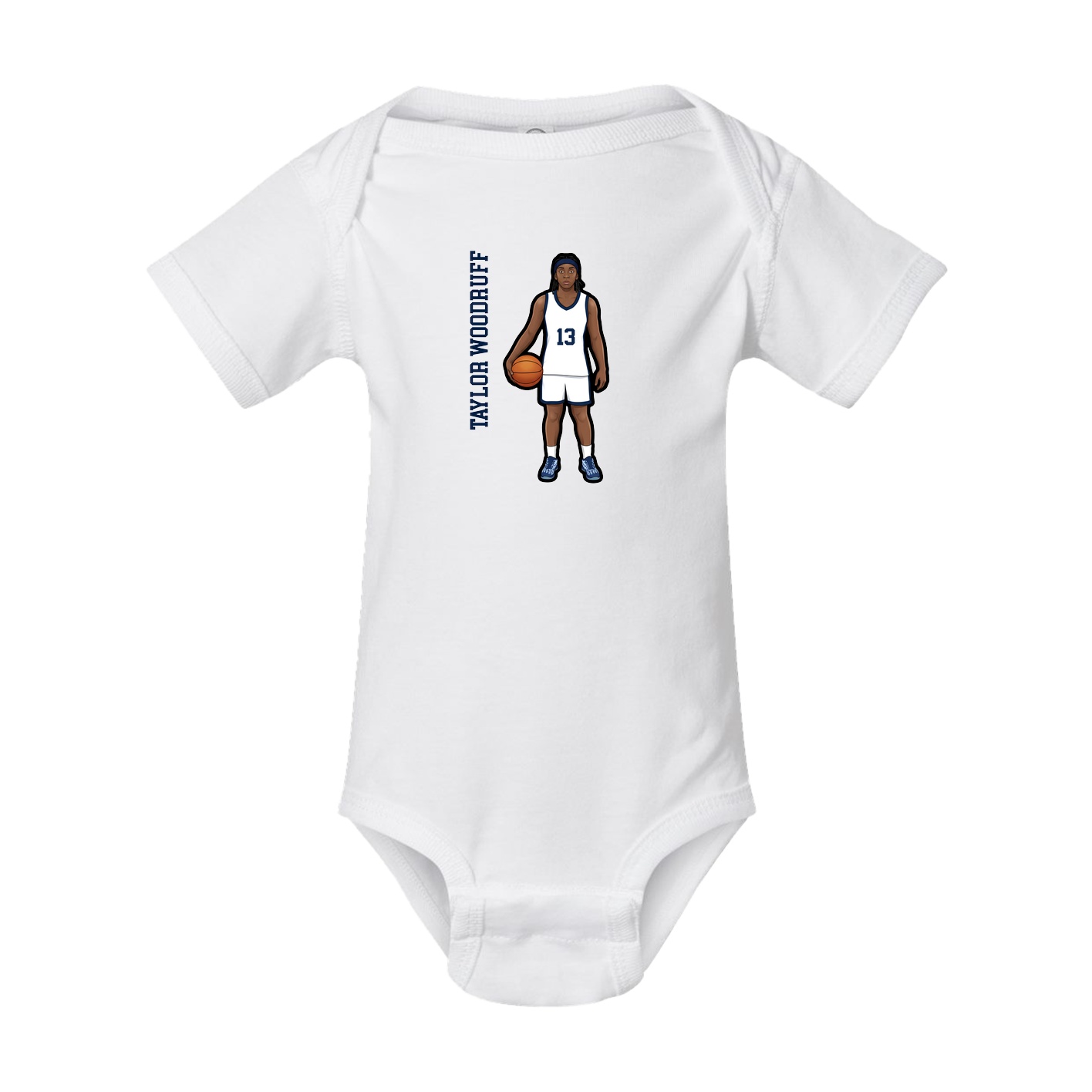 Baby Onesie — Name Vertical in White