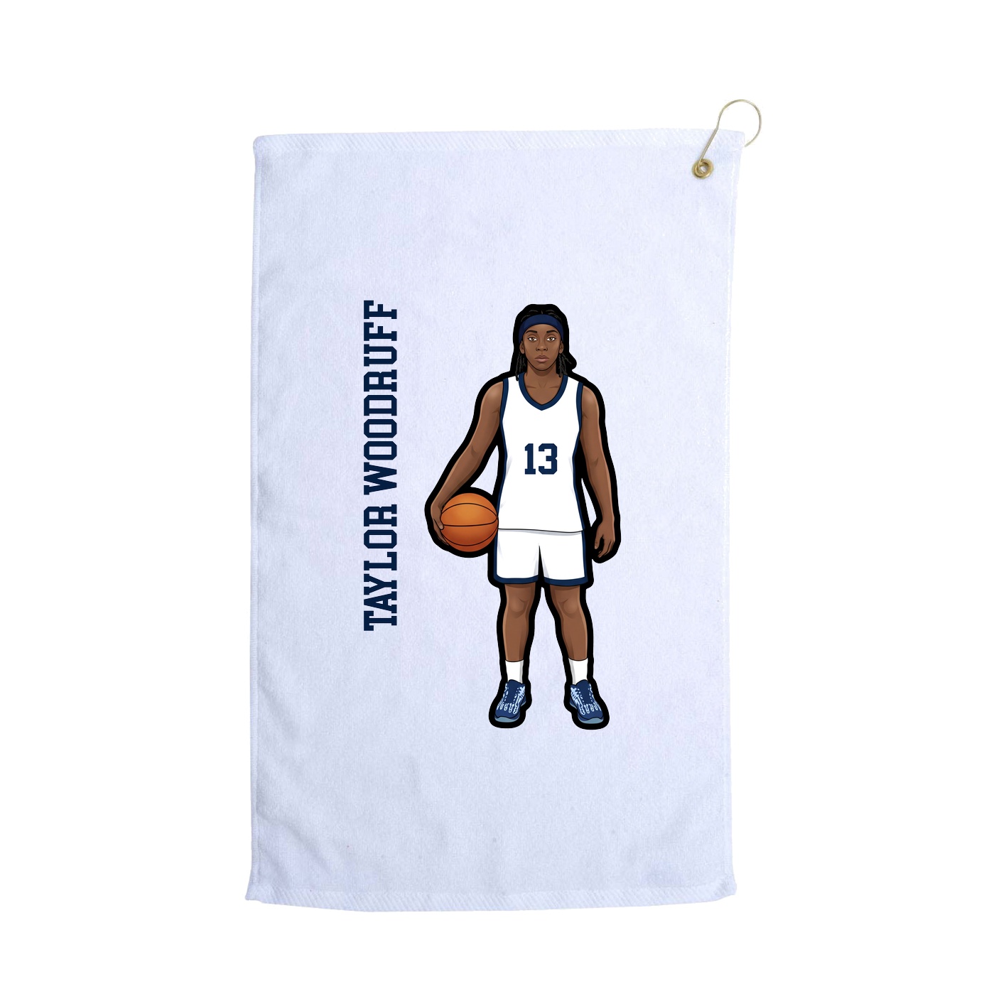 Golf Towel — Name Vertical in White